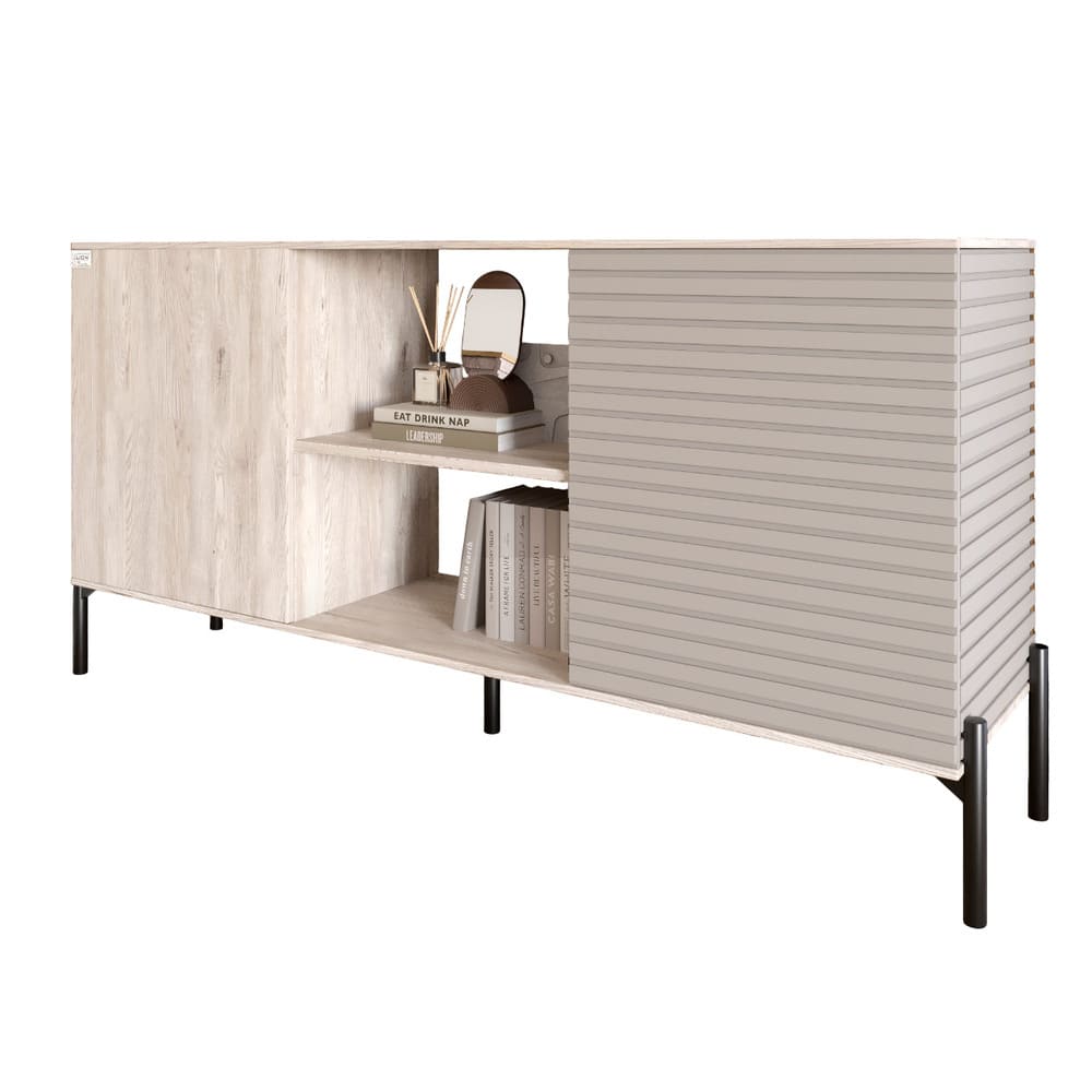 Комод открытый на черных металлических ножках LION Грей Самоа дымчатый/Кашемир (LION-042874)