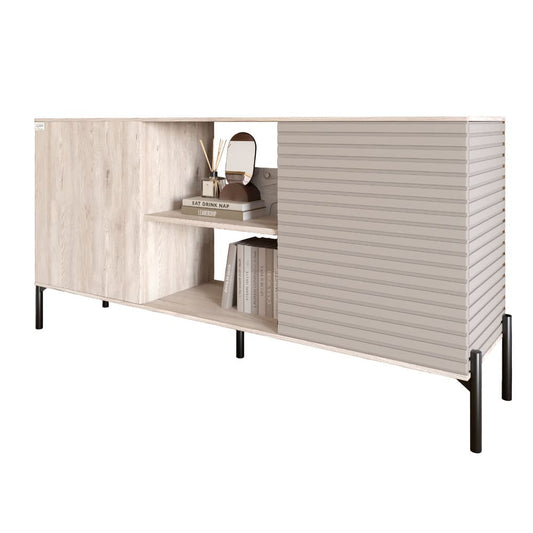 Комод открытый на черных металлических ножках LION Грей Самоа дымчатый/Кашемир (LION-042874)