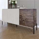 Комод закрыт в гостиную на черных металлических ножках LION Грей 154x38x76,5 см Бетон Style/Дерево (LION-041774)