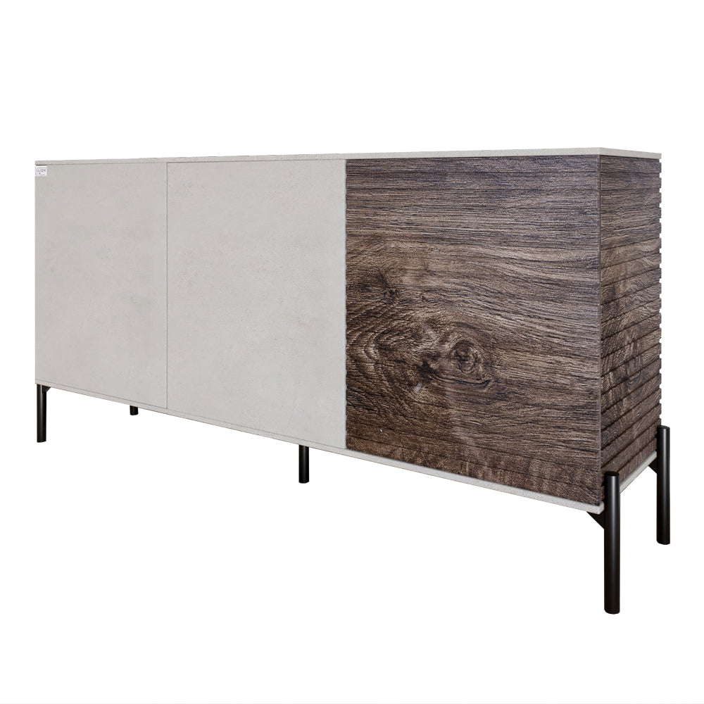 Комод закрыт в гостиную на черных металлических ножках LION Грей 154x38x76,5 см Бетон Style/Дерево (LION-041774)
