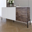 Комод закрыт в гостиную на черных металлических ножках LION Грей 154x38x76,5 см Нимфея Альба (белый)/Дерево (LION-041784)