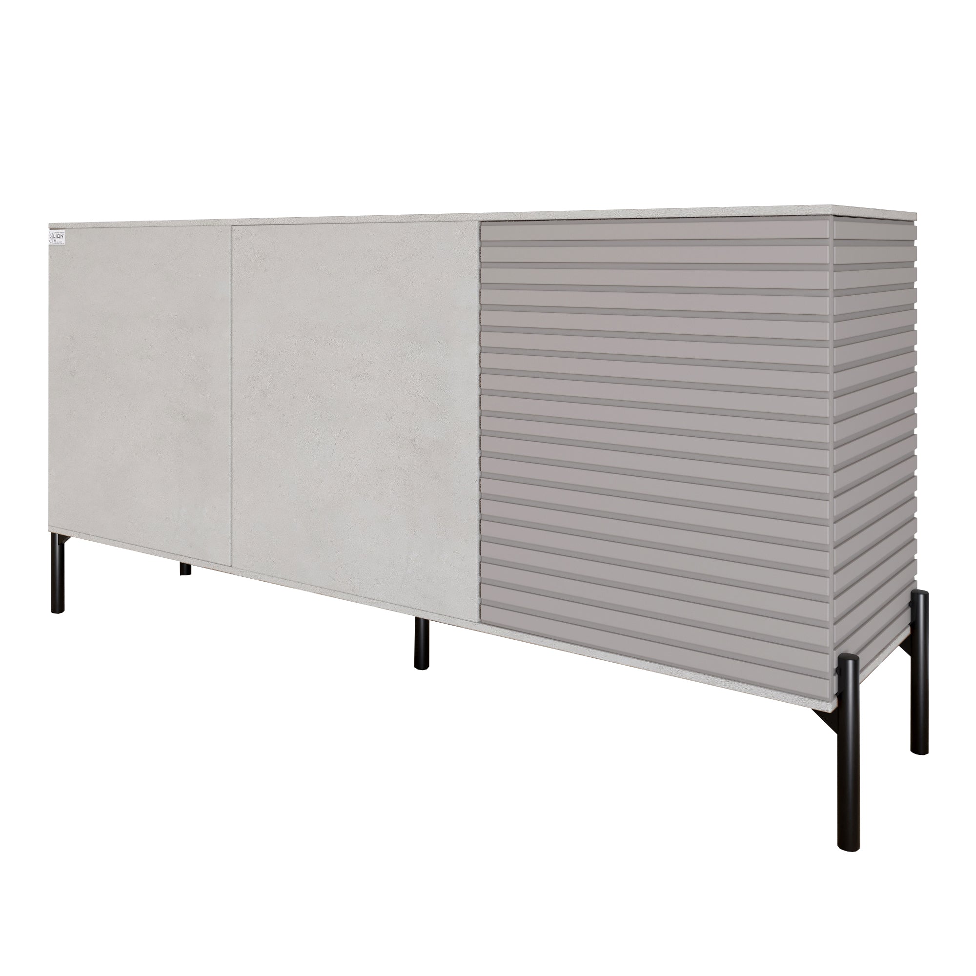 Комод закрыт в гостиную на черных металлических ножках LION Грей 154x38x76,5 см Бетон Style/Кашемир (LION-041804)