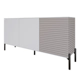 Комод закрыт в гостиную на черных металлических ножках LION Грей 154x38x76,5 см Нимфея Альба (белый)/Кашемир (LION-041814)