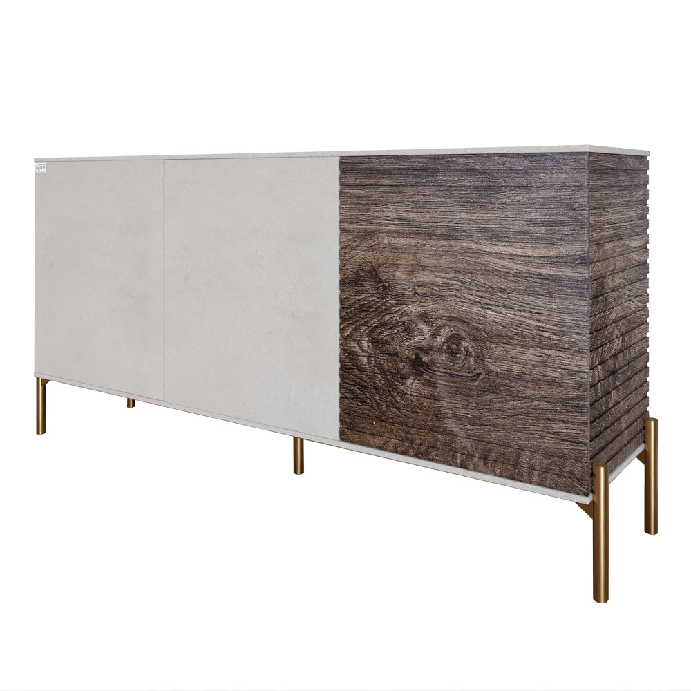 Комод закрыт в гостиную на золотых металлических ножках LION Грей 154x38x76,5 см Бетон Style/Дерево (LION-041834)