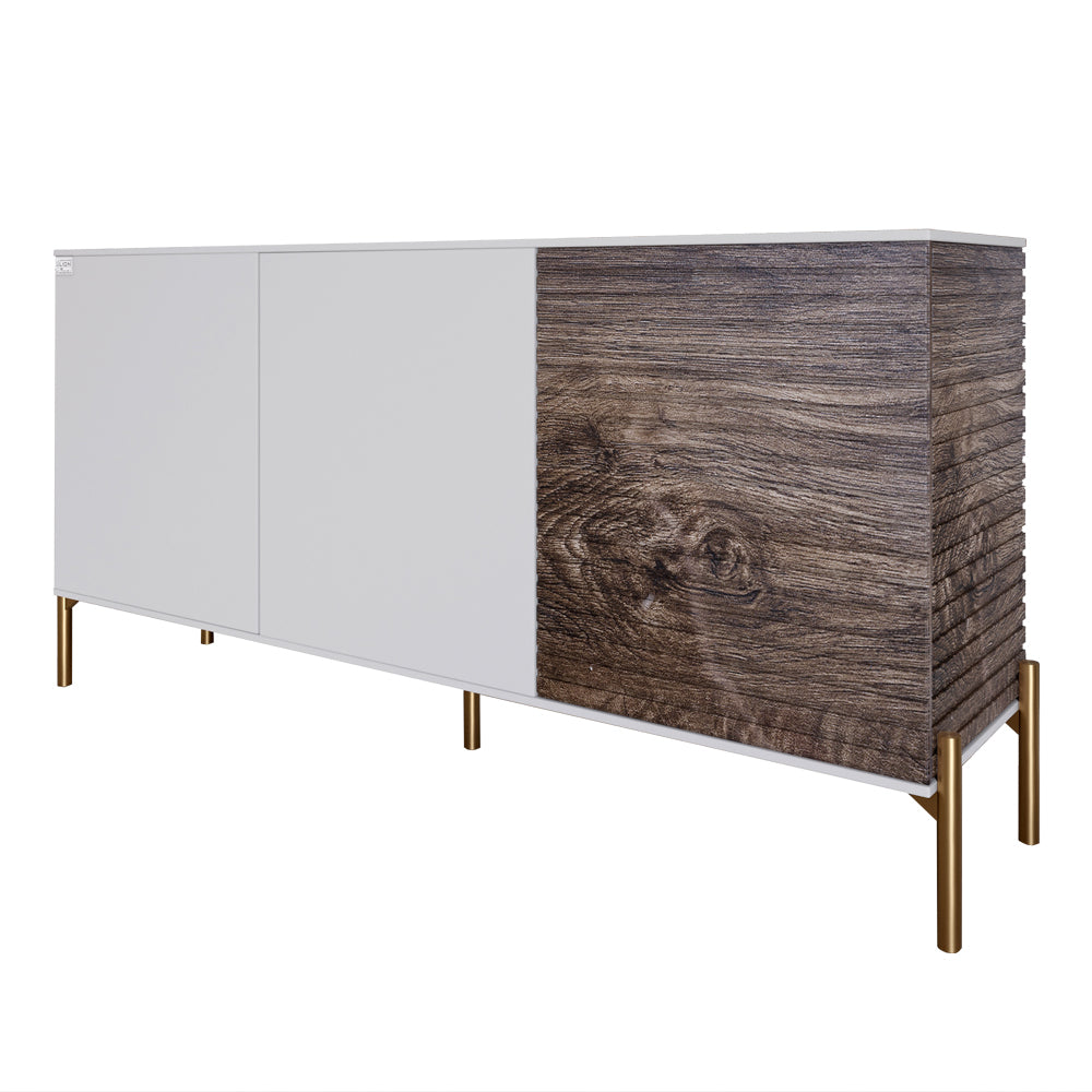 Комод закрыт в гостиную на золотых металлических ножках LION Грей 154x38x76,5 см Нимфея Альба (белый)/Дерево (LION-041844)