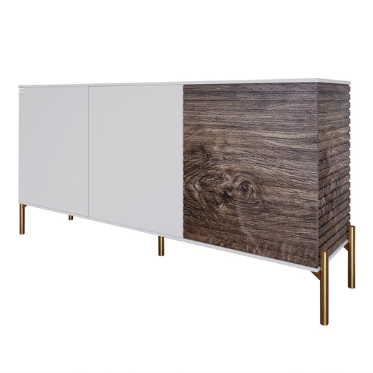 Комод закрыт в гостиную на золотых металлических ножках LION Грей 154x38x76,5 см Нимфея Альба (белый)/Дерево (LION-041844)