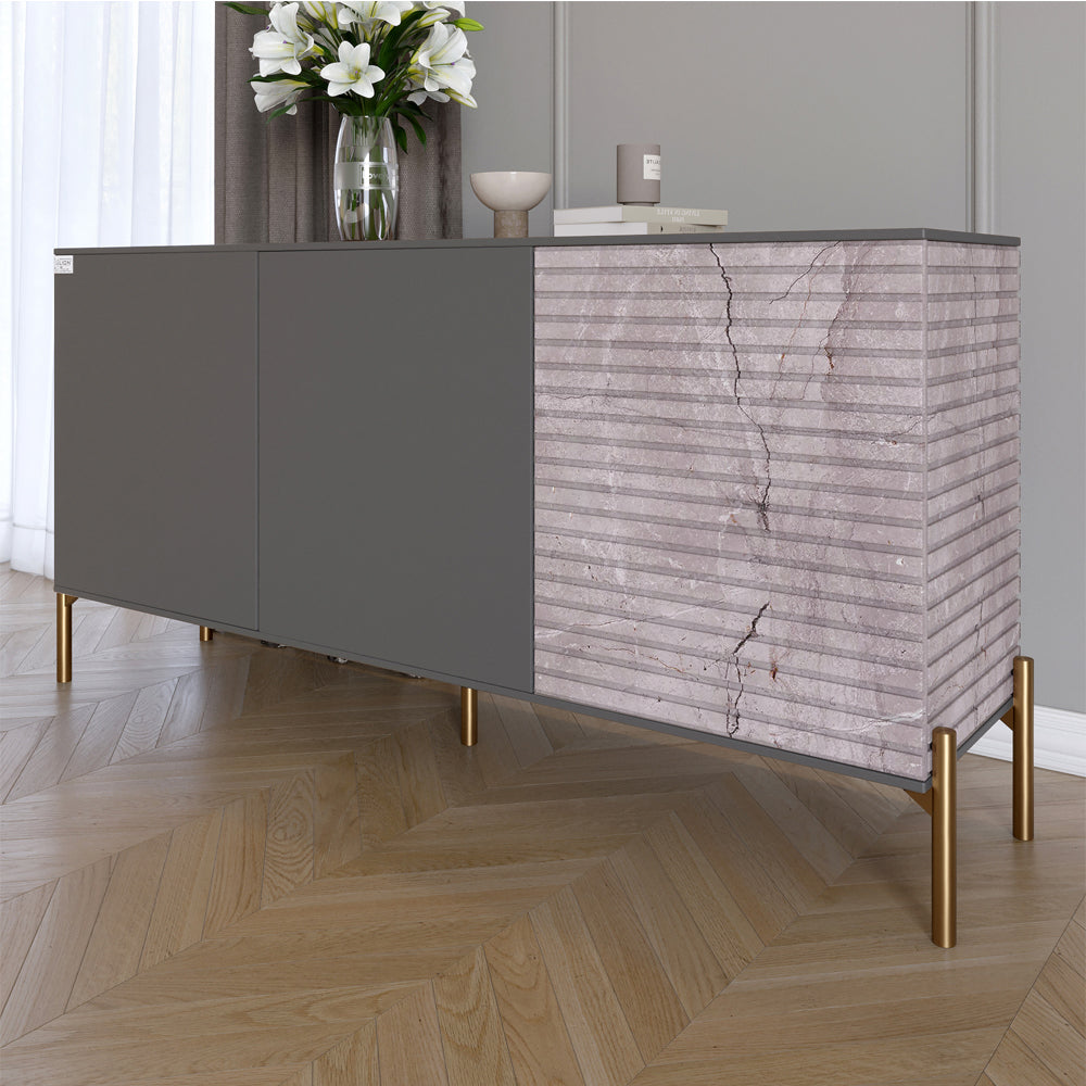 Комплект модульный для гостиной LION Грей 4 элемента с золотыми металлическими ножками Дуб Аппалачи/Асфальт (LION-042908)