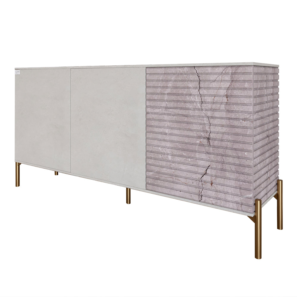 Комод закрытый в гостиную на золотых металлических ножках LION Грей 154x38x76,5 см Бетон Style/Камень (LION-041849)