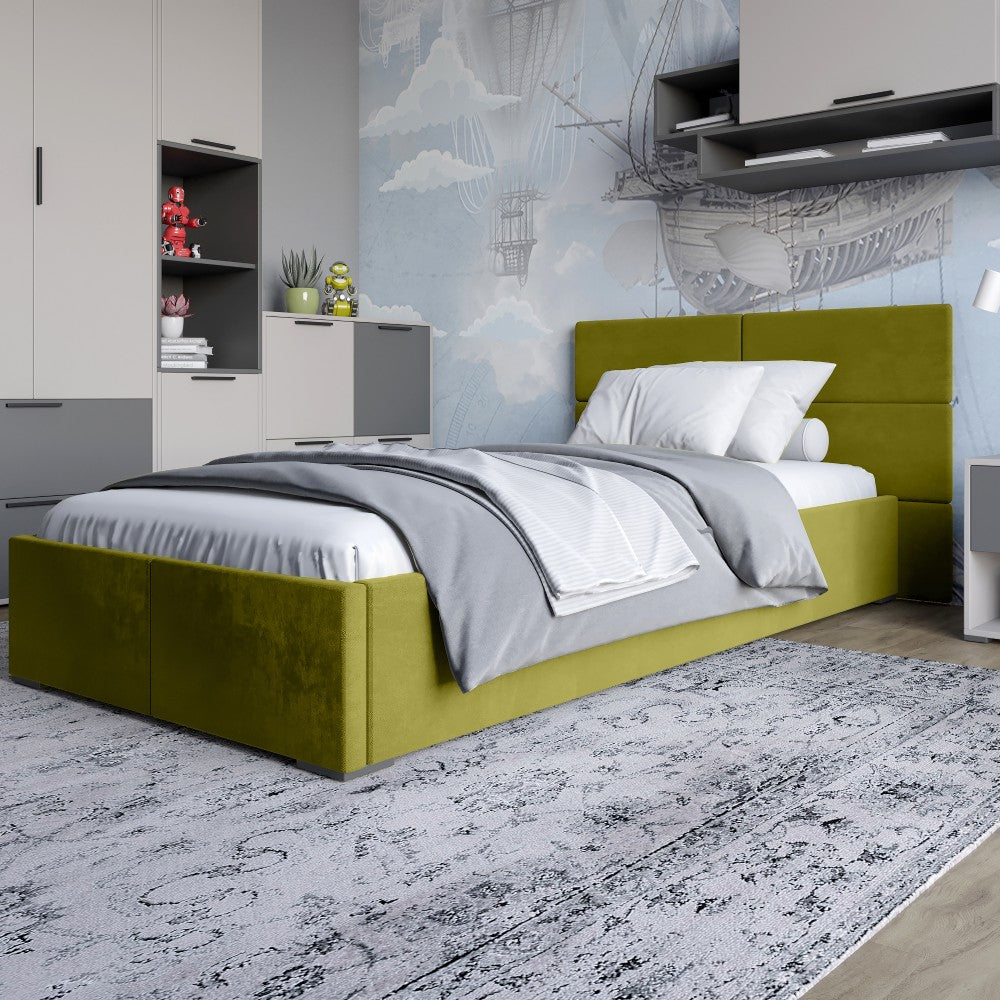 Односпальная кровать LION Краш Лили 35 велюр (Зеленый) 90х200 см (LION-044163)