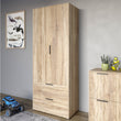 Шкаф распашный двухдверный LION Краш с 2 ящиками Дуб сонома (LION-044013)
