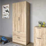 Шкаф распашный двухдверный LION Краш с 2 ящиками Дуб сонома (LION-044013)