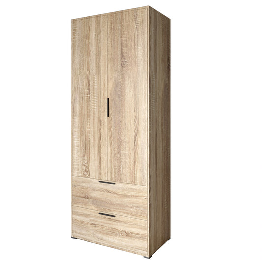 Шкаф распашный двухдверный LION Краш с 2 ящиками Дуб сонома (LION-044013)