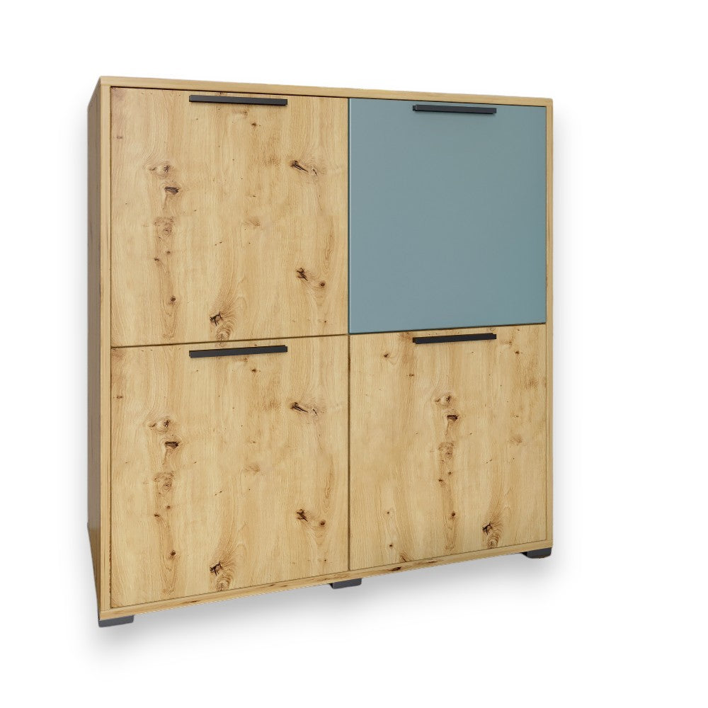 Тумба четырехдверная LION Краш 82x43x86 см Дуб артизан/Гранит серый (LION-041755)