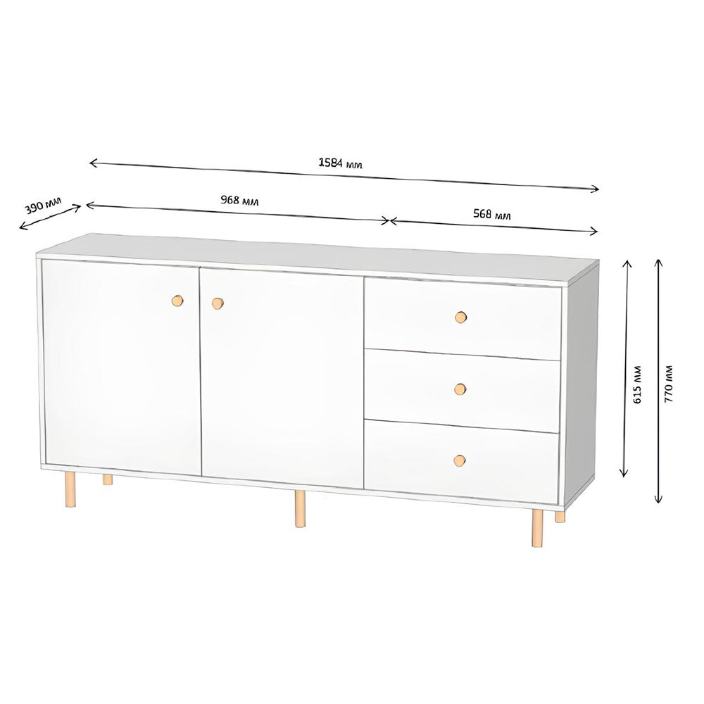 Комод LION Хьюге-5 Дуб Аппалачи/Нимфея Альба (белый) (LION-041101)