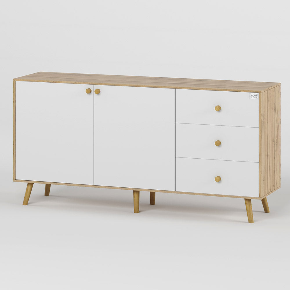 Комод LION Хьюге-5 Дуб Аппалачи/Нимфея Альба (белый) (LION-041101)