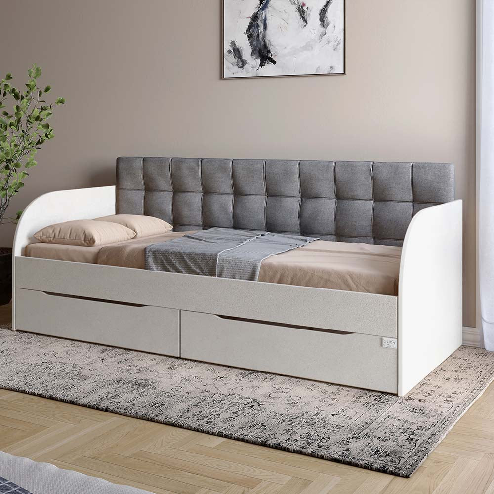 Детская полуторная кровать LION Л-7 с ящиками и ламелями Лили-95 120x200 см Бетон Style (LION-044242)