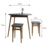 Стол круглый и 4 табурета обеденный комплект для кухни Маями-1 кромка ПВХ 0,45 мм Антрацит (LION-041217)