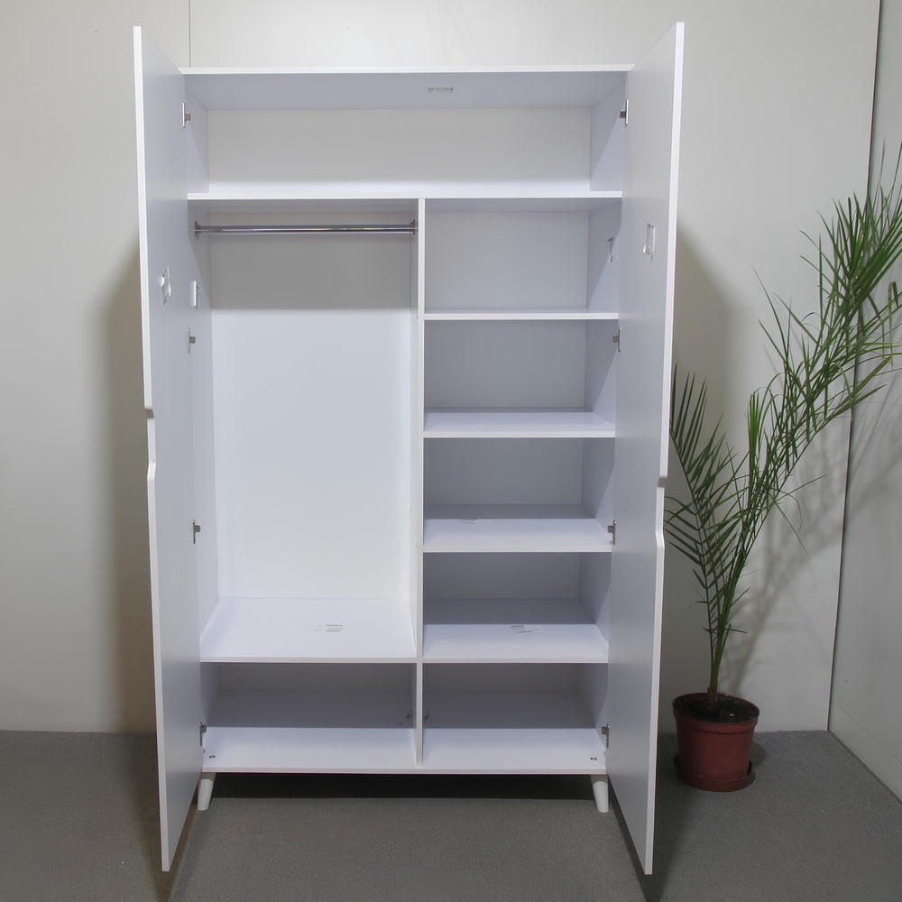 Шкаф двухдверный с черными ножками М-ЗОН Борн 1200 Нимфея Альба (белый) (MZN-031063)