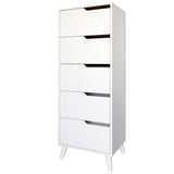 Комод высокий с белыми ножками 5 ящиков М-ЗОН Борн 500 Нимфея Альба (белый) (MZN-031109)