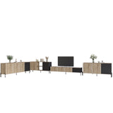 Комплект модульный для гостиной LION Грей 4 элемента с черными металлическими ножками Дуб сонома трюфель/Асфальт (LION-042700)