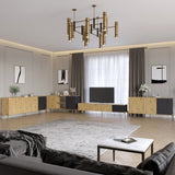 Комплект модульный для гостиной LION Грей 4 элемента с золотыми металлическими ножками Дуб Артизан/Асфальт (LION-042909)