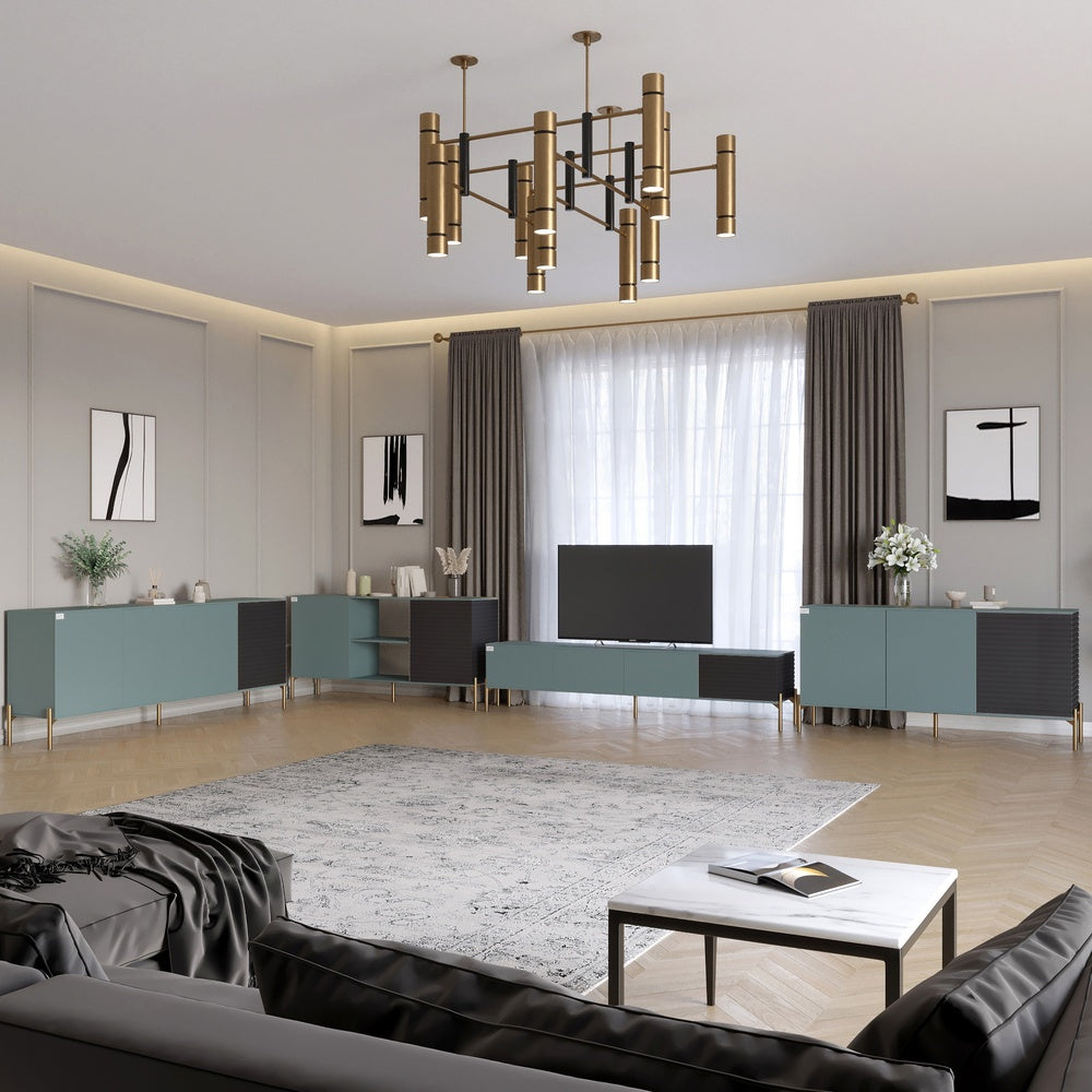 Комплект модульный для гостиной LION Грей 4 элемента с золотыми металлическими ножками Гранит серый/Асфальт (LION-042919)