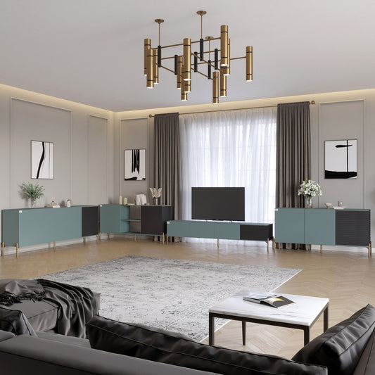 Комплект модульный для гостиной LION Грей 4 элемента с золотыми металлическими ножками Гранит серый/Асфальт (LION-042919)