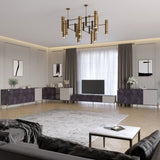 Комплект модульный для гостиной LION Грей 4 элемента с золотыми металлическими ножками Бетон темный/Кашемир (LION-042860)