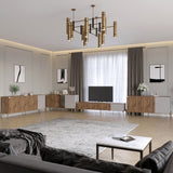 Комплект модульный для гостиной LION Грей 4 элемента с золотыми металлическими ножками Дуб Ливорно/Кашемир (LION-042850)