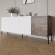 Комод в гостиную на черных металлических ножках LION Грей 204x38x76,5 см Нимфея Альба (белый)/Дерево (LION-042509)