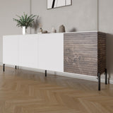 Комод в гостиную на черных металлических ножках LION Грей 204x38x76,5 см Нимфея Альба (белый)/Дерево (LION-042509)