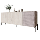 Комод в гостиную на черных металлических ножках LION Грей 204x38x76,5 см Самоа Дымчатый/Камень (LION-042619)