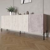 Комод в гостиную на черных металлических ножках LION Грей 204x38x76,5 см Самоа Дымчатый/Камень (LION-042619)