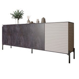 Комод в гостиную на черных металлических ножках LION Грей 204x38x76,5 см Бетон темный/Кашемир (LION-042629)