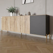 Комод на золотых металлических ножках LION Грей 204x38x76,5 см Дуб сонома/Асфальт (LION-042669)