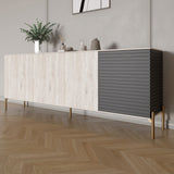 Комод на золотых металлических ножках LION Грей 204x38x76,5 см Самоа Дымчатый/Асфальт (LION-042679)