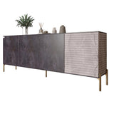 Комод на золотых металлических ножках LION Грей 204x38x76,5 см Бетон темный/Камень (LION-042710)