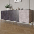 Комод на золотых металлических ножках LION Грей 204x38x76,5 см Бетон темный/Камень (LION-042710)