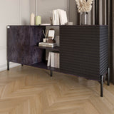 Комод открытый на черных металлических ножках LION Грей Бетон темный/Асфальт (LION-042714)