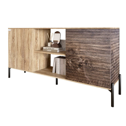 Комод открытый на черных металлических ножках LION Грей Дуб Сонома/Дерево (LION-042764)