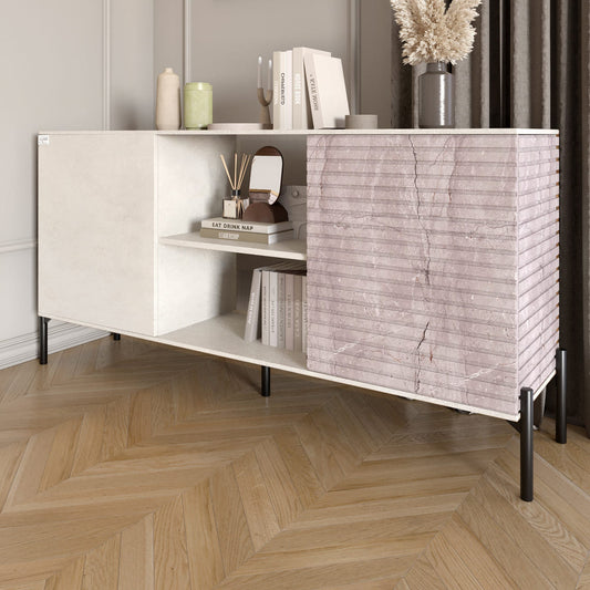 Комод открытый на черных металлических ножках LION Грей Бетон Style/Камень (LION-042789)