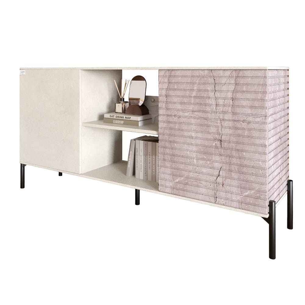 Комод открытый на черных металлических ножках LION Грей Бетон Style/Камень (LION-042789)