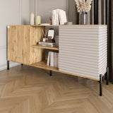 Комод открытый на черных металлических ножках LION Грей Дуб Аппалачи/Кашемир (LION-042865)