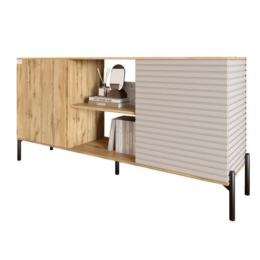 Комод открытый на черных металлических ножках LION Грей Дуб Аппалачи/Кашемир (LION-042865)