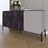 Комод закрыт в гостиную на черных металлических ножках LION Грей 154x38x76,5 см Бетон темный/Кашемир (LION-041805)