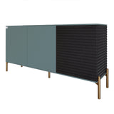 Комод закрыт в гостиную на золотых металлических ножках LION Грей 154x38x76,5 см Гранит серый/Асфальт (LION-041822)