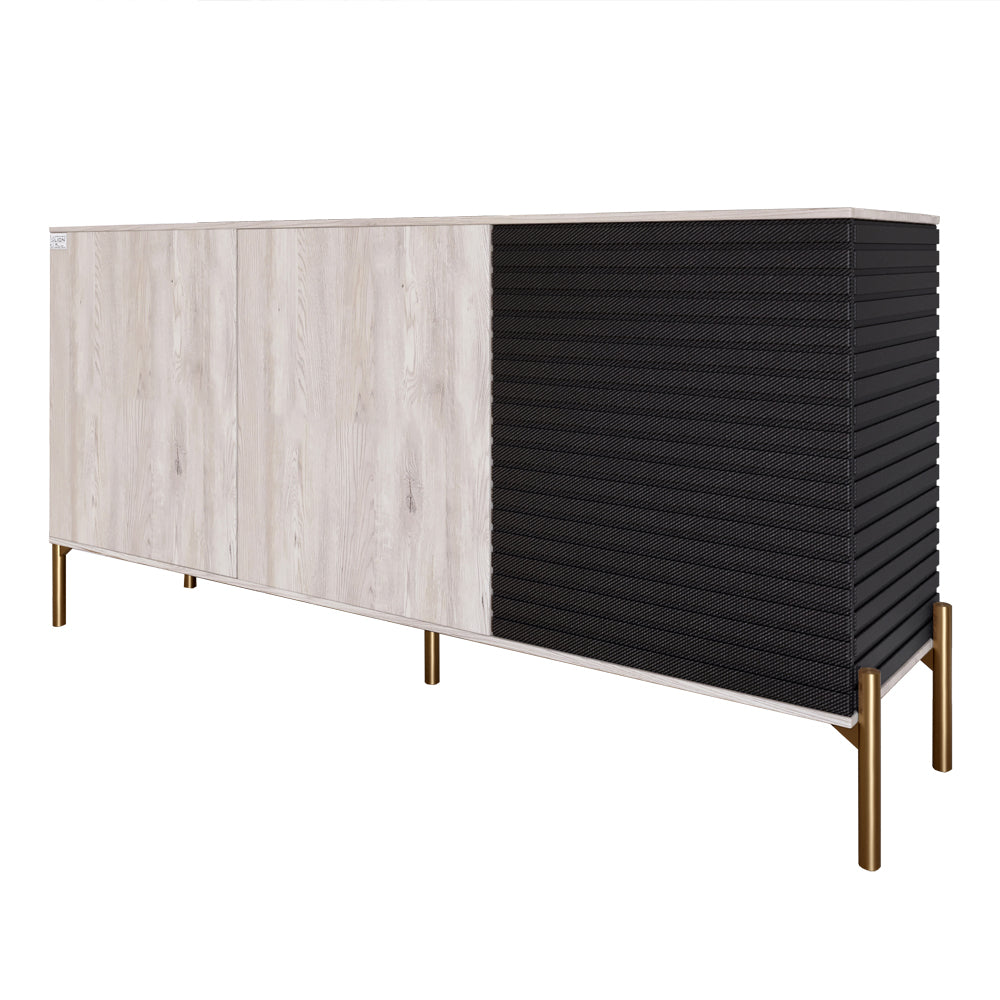 Комод закрыт в гостиную на золотых металлических ножках LION Грей 154x38x76,5 см Самоа Дымчатый/Асфальт (LION-041831)