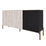 Комод закрыт в гостиную на золотых металлических ножках LION Грей 154x38x76,5 см Самоа Дымчатый/Асфальт (LION-041831)