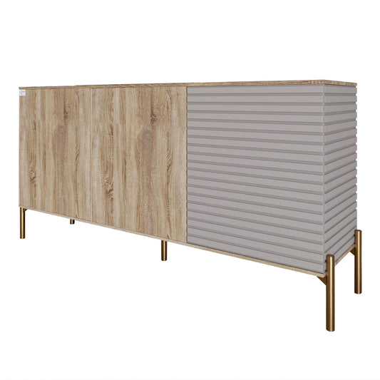 Комод закрытый в гостиную на золотых металлических ножках LION Грей 154x38x76,5 см Дуб сонома трюфель/Кашемир (LION-041871)