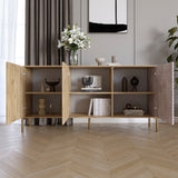 Комод закрыт в гостиную на золотых металлических ножках LION Грей 154x38x76,5 см Гранит серый/Асфальт (LION-041822)